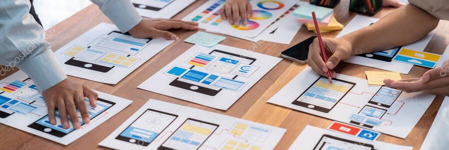 Planning workshop with wireframes